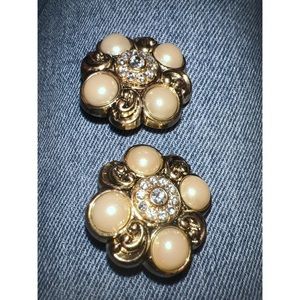 Vintage Faux Pearl Rhinestone Earrings